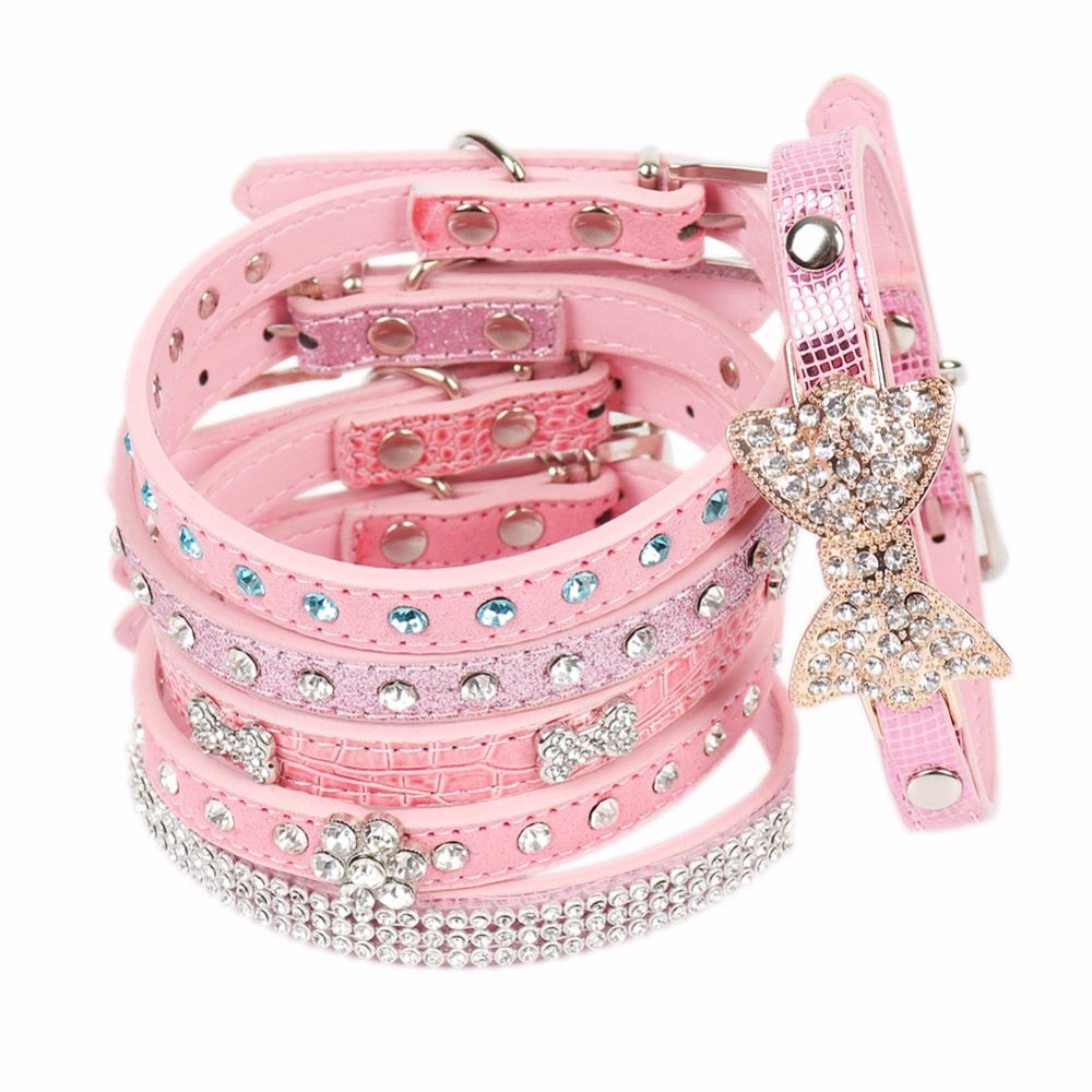 PipiFren Pink Small Cats Collars Breakaway Necklace Kitten Rhinestone For Leash Pet Dogs Collar Accessories collier chat kedi