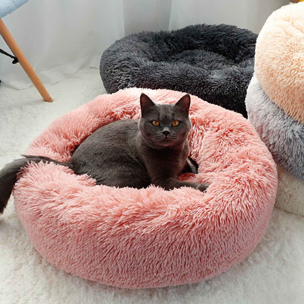 Comfy Plush Pet Dog Bed Hondenmand Washable Round Calming Pet Bed Cushion Sofa Mat Kennel Donut Beds House For Large Dogs Hot