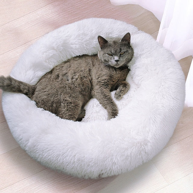 Comfy Plush Pet Dog Bed Hondenmand Washable Round Calming Pet Bed Cushion Sofa Mat Kennel Donut Beds House For Large Dogs Hot