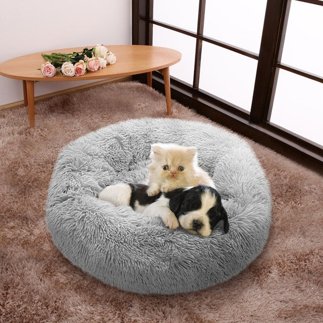 Comfy Plush Pet Dog Bed Hondenmand Washable Round Calming Pet Bed Cushion Sofa Mat Kennel Donut Beds House For Large Dogs Hot