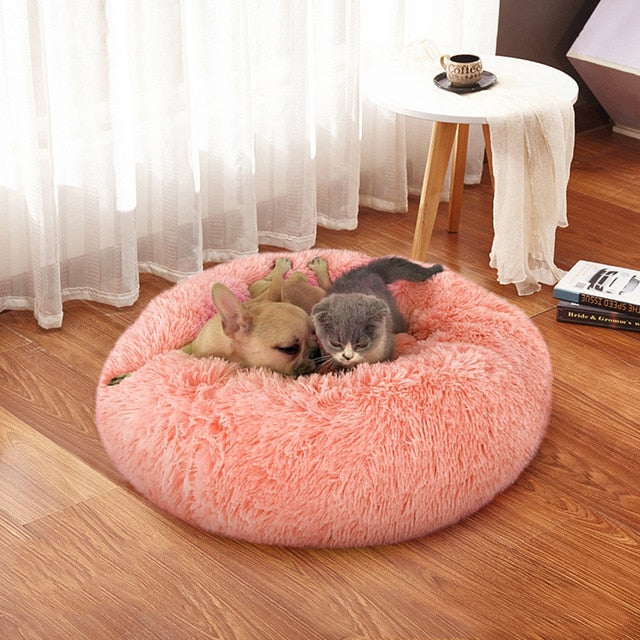 Comfy Plush Pet Dog Bed Hondenmand Washable Round Calming Pet Bed Cushion Sofa Mat Kennel Donut Beds House For Large Dogs Hot