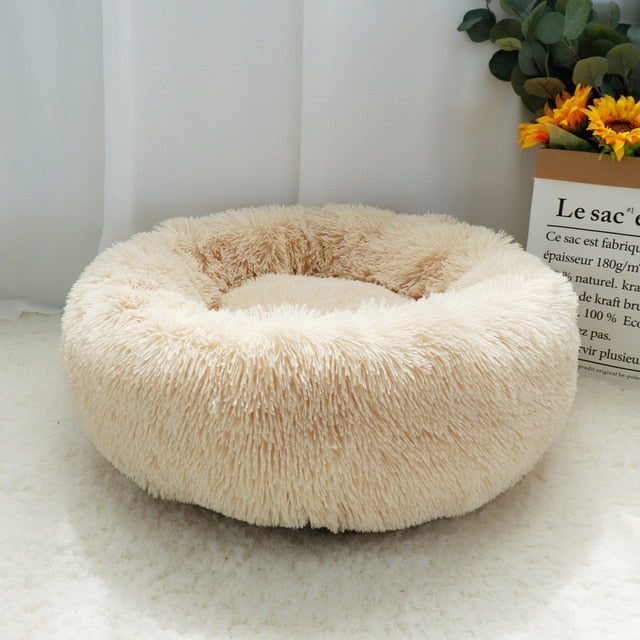 Comfy Plush Pet Dog Bed Hondenmand Washable Round Calming Pet Bed Cushion Sofa Mat Kennel Donut Beds House For Large Dogs Hot