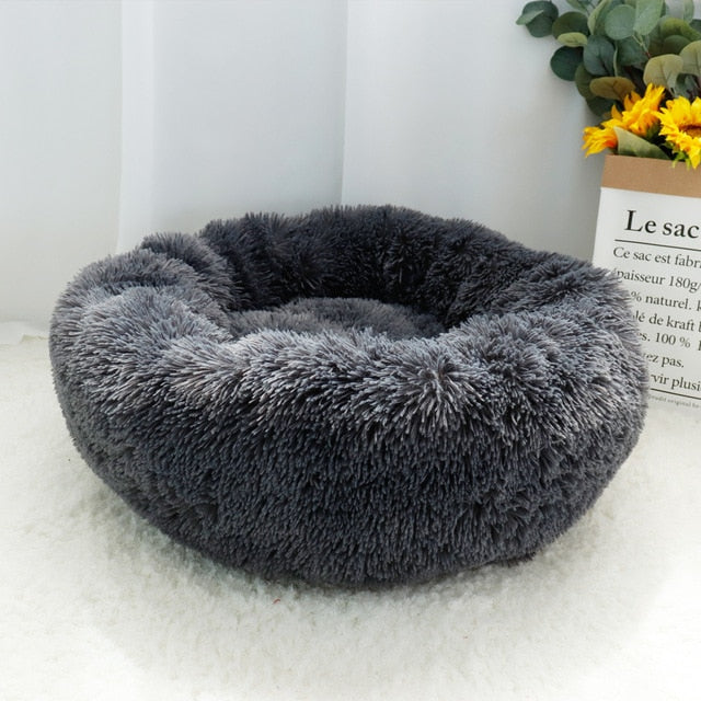 Comfy Plush Pet Dog Bed Hondenmand Washable Round Calming Pet Bed Cushion Sofa Mat Kennel Donut Beds House For Large Dogs Hot