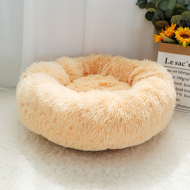 Comfy Plush Pet Dog Bed Hondenmand Washable Round Calming Pet Bed Cushion Sofa Mat Kennel Donut Beds House For Large Dogs Hot