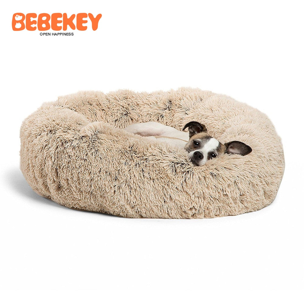 Pet Long Plush Dounts Dog house Cushion Bed Dog Beds for large dogs Cuddler Round Puppy Mat Sofa Kennel Dog accessories DGWA01