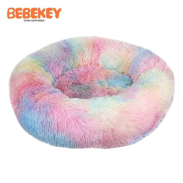 Pet Long Plush Dounts Dog house Cushion Bed Dog Beds for large dogs Cuddler Round Puppy Mat Sofa Kennel Dog accessories DGWA01