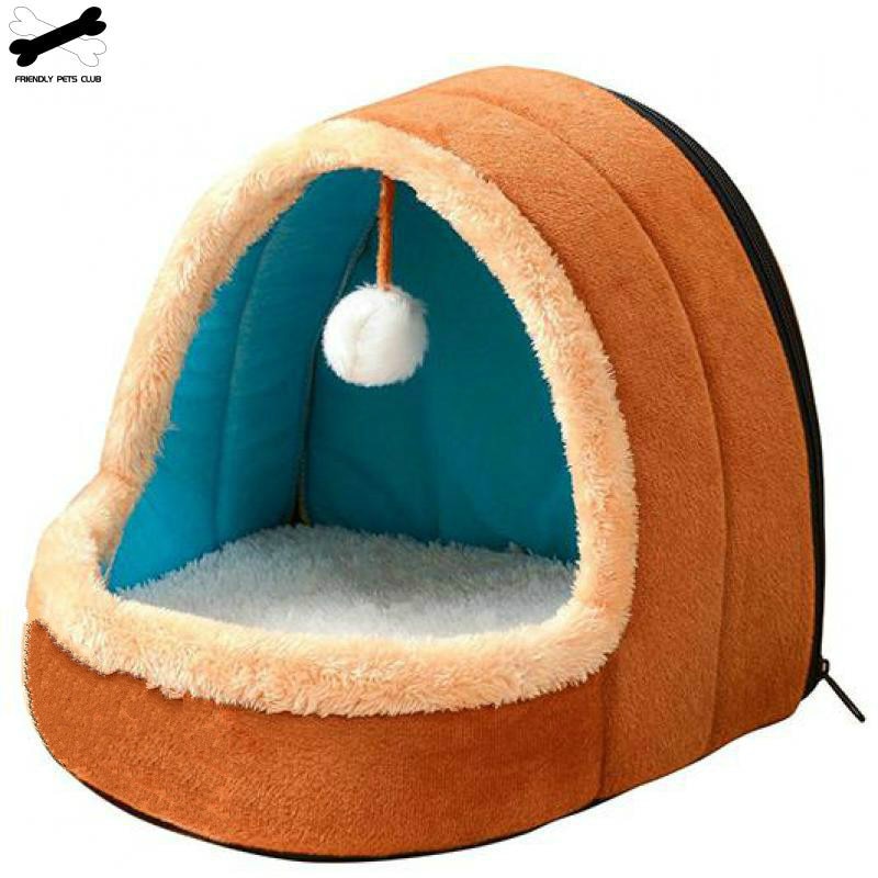 Cama para gato y perro casa para cachorro con pelota de juguete mascota suave y cálida cojín perro perrera gato Castillo para Drop Shipping