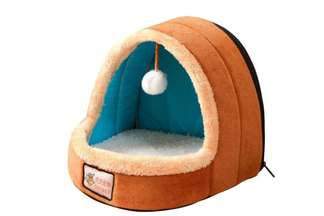 Cama para gato y perro casa para cachorro con pelota de juguete mascota suave y cálida cojín perro perrera gato Castillo para Drop Shipping